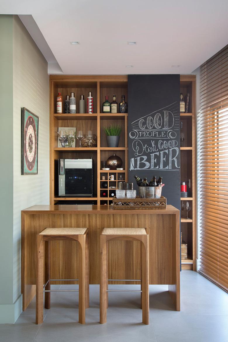 rustic bar ideas with chalkboard wall