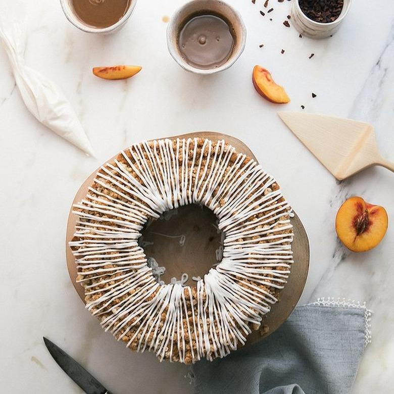 A Cozy Kitchen Peach Cocoa Nib Walnut Streusel Snacking Cake