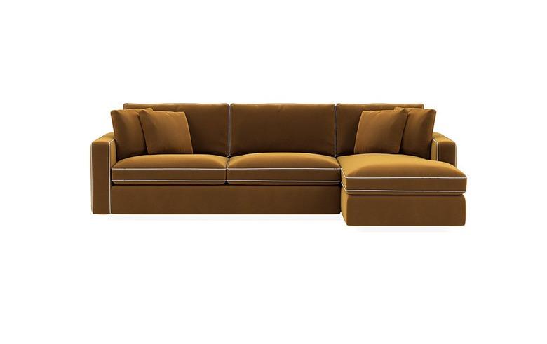 Sleeper sectional in merigold velvet fabric