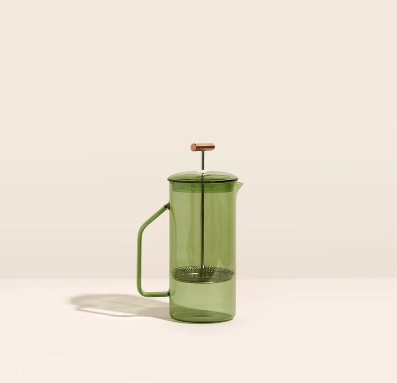 Green glass French press