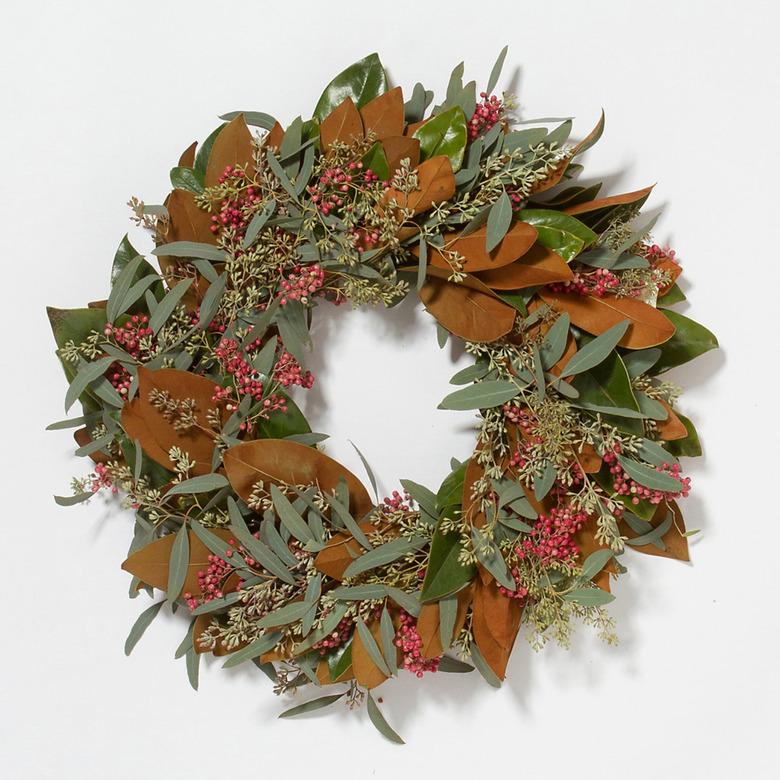 Fresh Seeded Magnolia & Berry Thanksgiving Wreath