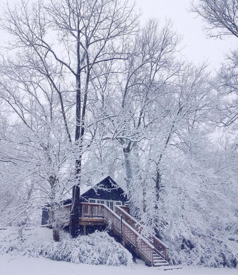 snowy cottage