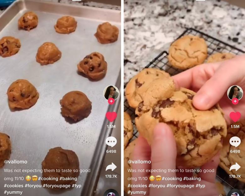 picture of brown sugar chocolate chip cookies baking