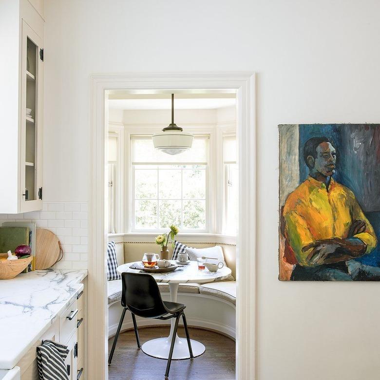 traditional kitchen lighting in dining nook