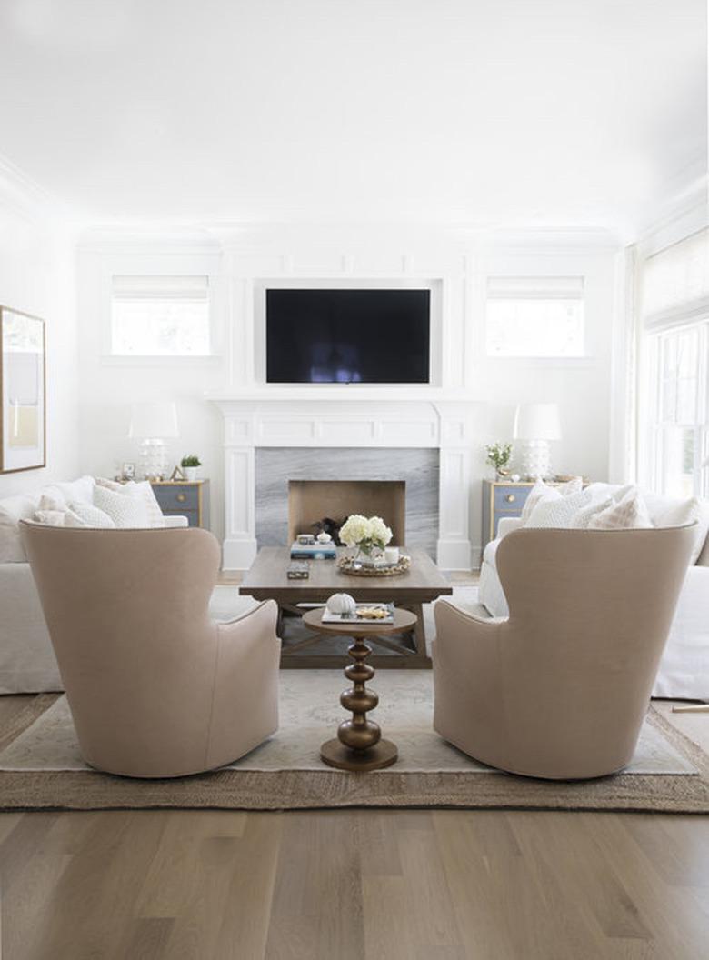 traditional living room with symmetrical furniture layout