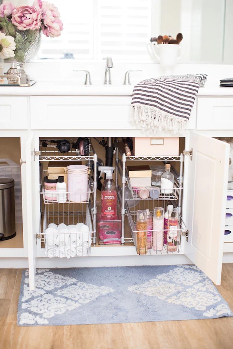 cabinet drawers under sink bathroom storage