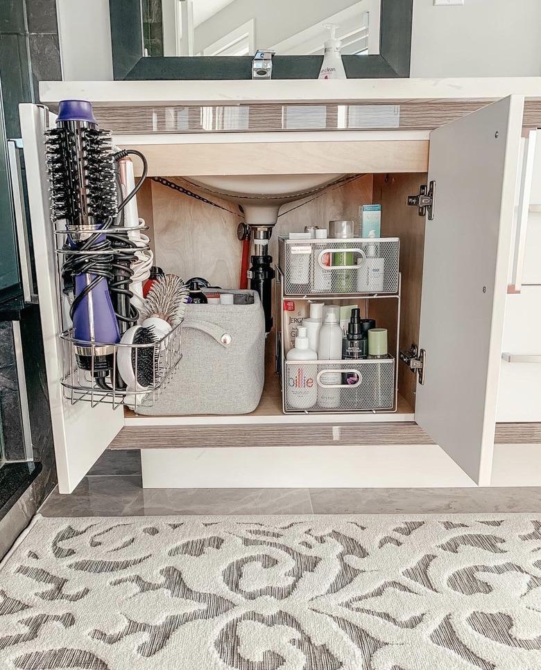 tool organizer for under bathroom sink storage