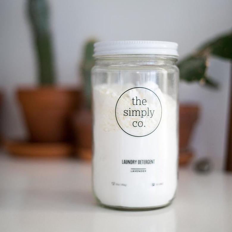 White laundry powder in a glass mason jar.