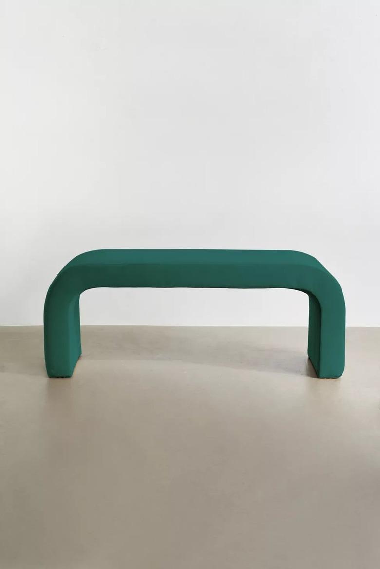 green velvet bench