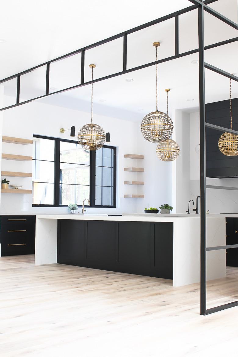 Large brass modern kitchen lighting