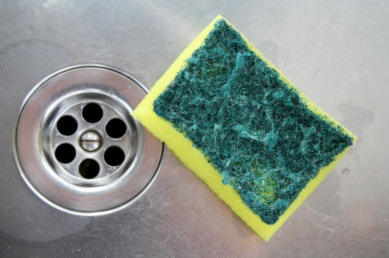 back side of a sponge after cleaning the sink