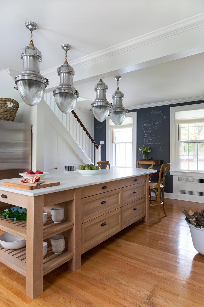 modern kitchen with wood island