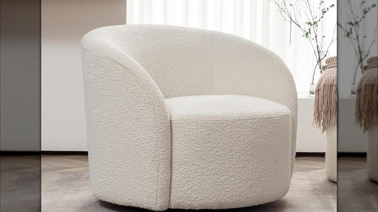 whote boucle swivel chair