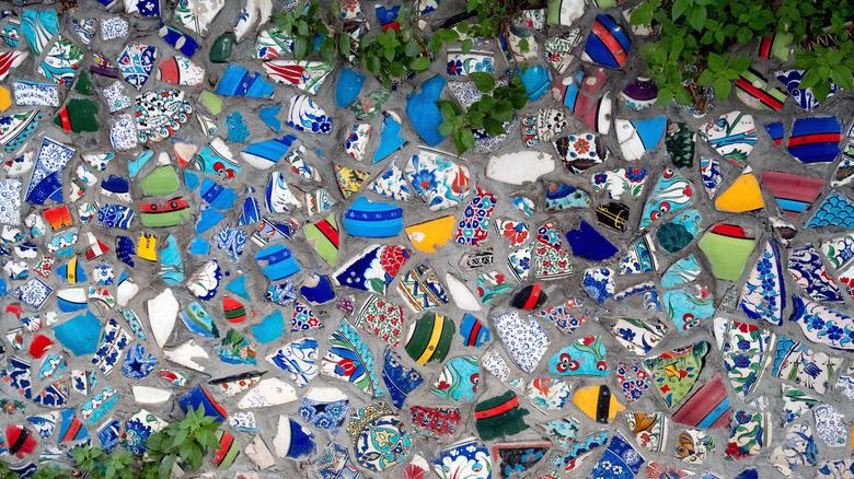 Beautiful ceramic mosaic in concrete
