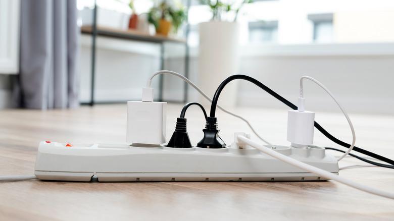 Devices plugged into a power strip