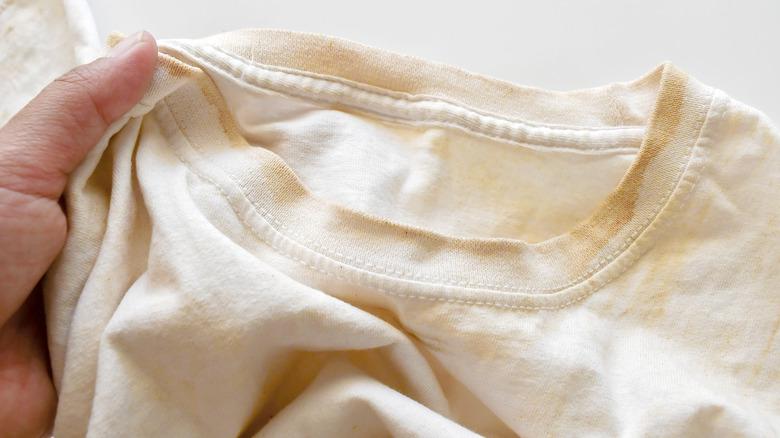 a yellowed white t-shirt