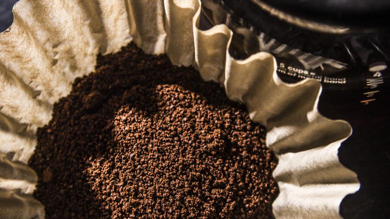 Coffee grounds in coffee filter