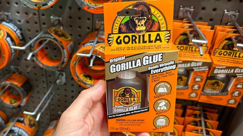 person holding up gorilla glue