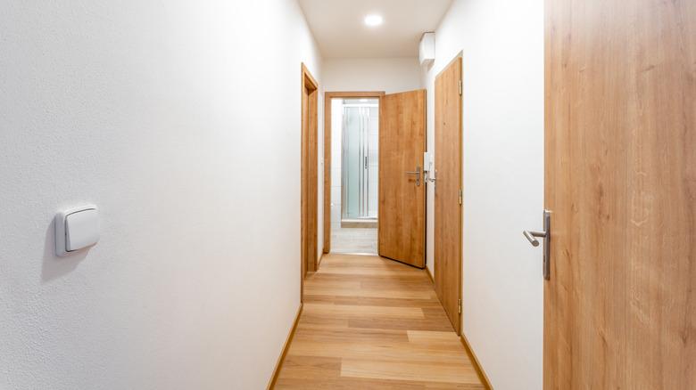 Modern home hallway with bare walls