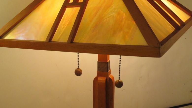 Table lamps with two lightbulbs.