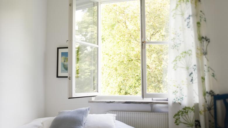 open window in bedroom