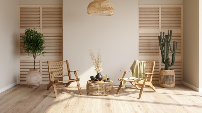 wicker chairs and table