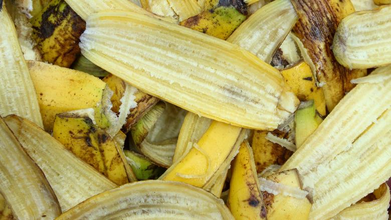 close up of banana peels