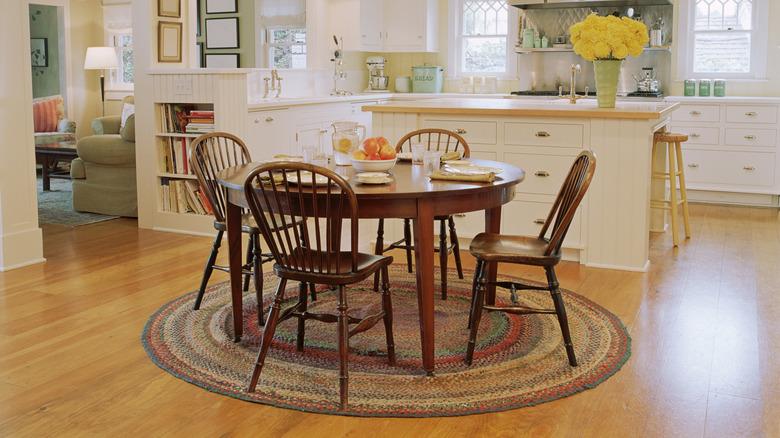 wooden kitchen table beautifully decorated