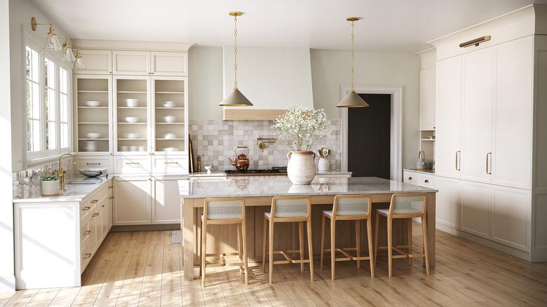kitchen with white walls and cabinetry
