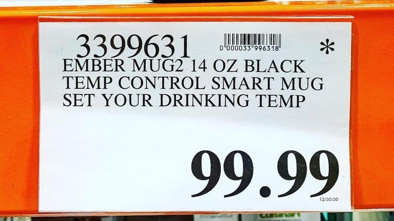 Costco price sign with the "death star" asterisk in the upper corner of the label