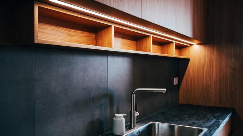 led light strip in kitchen