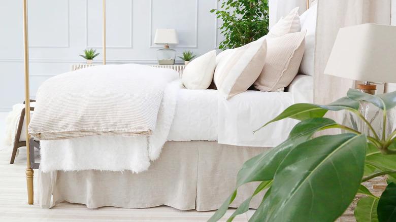 bedroom with neutral bedding