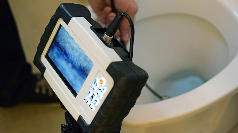Diagnosing a drain problem with an endoscope camera