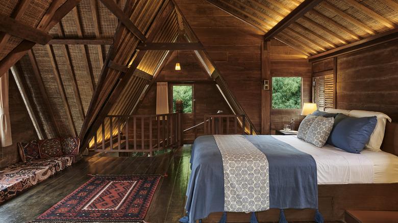 an attic being used as a bedroom