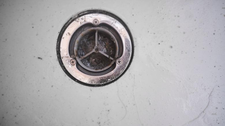 close up of clogged drain