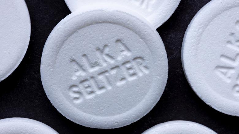 close up of Alka Seltzer tablets