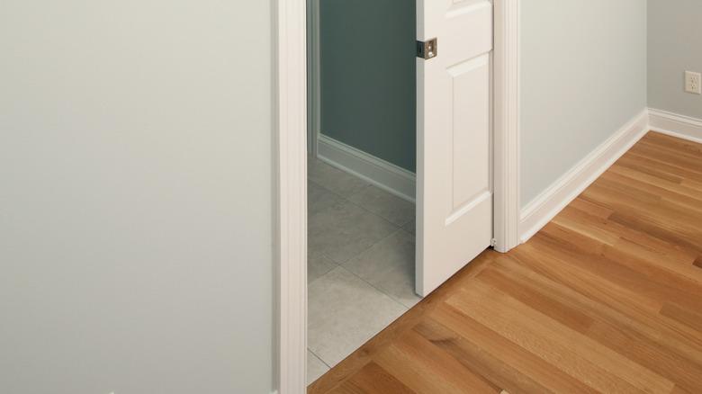 white pocket door half open