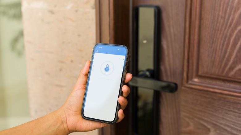 Attempting to unlock a keyless lock using a mobile phone